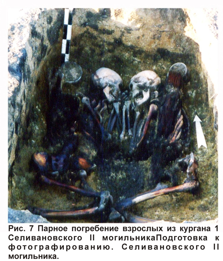 Рис. 7 Парное погребение взрослых из кургана 1 Селивановского II могильника